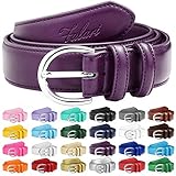 Falari Women Genuine Leather Belt Fashion Dress Belt With Single Prong Buckle 6028-Plum-L
