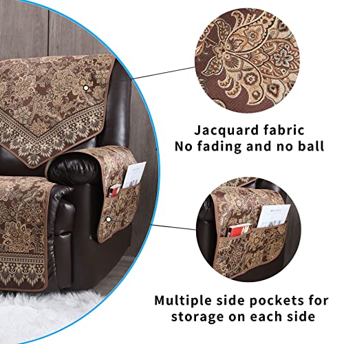 Deluxe Recliner Chair Covers Non Slip Waterproof Large Recliner Covers For Leather Recliner,Electric Reclining Chair Covers For Living Room Dog Sofa Recliner Cover Furniture Protective Cover (Brown) #TOP3
