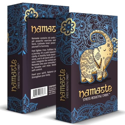 Image of Awestuffs Namas-te Stress Relief Cards for Meditation Relaxation | Natural Anxiety Relief Gift for Women and Men | Affirmation Self Care Love - Ages 15 and up (Namas-te Stress Relief Cards)