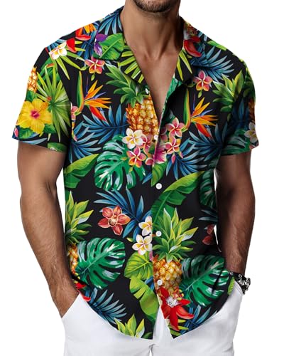 HMIYA Hawaii Hemd Männer Hawaiihemd Herren Kurzarmhemd Button Down