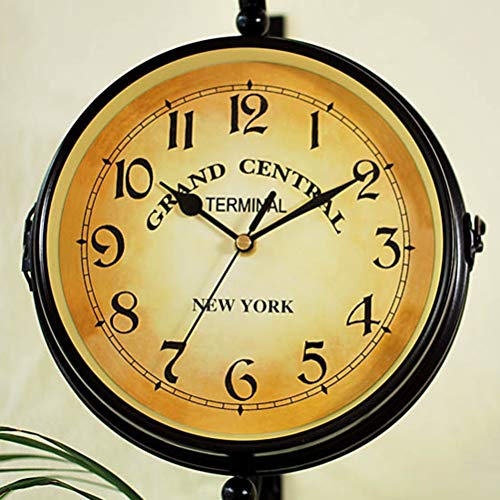 Vintage Double Sided Wall Clock Industrial Wall Clock for Outdoor Decorative Wall Art Antique Decor Wall Office Silent 360 Degree Rotate - Image 3