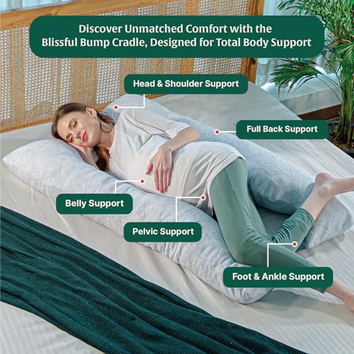 Image of The White Willow Full Body U Shaped Pregnancy Pillow for Pregnant Women-Maternity Pillow for Pregnancy Sleeping-Pregnancy U Shaped Body Pillow-Belly Support Pillow-Gift for Expectant Mother-Blue