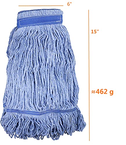 Image of Mop Head Replacement Commercial Heavy Duty String Blue Wet Mop Heads for 3 Typs Commercial Mop Handle(4 pcs,Medium,Weight 16oz)