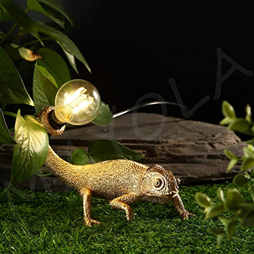 Image of MAYOLA Modern Chameleon Table Lamp,Desk lamp,Night Light,Wall Lamp, Resin Chameleon Lighting Fixture for Living Room, Bedroom, Office,Kids(Table Lamp, A-Gold)