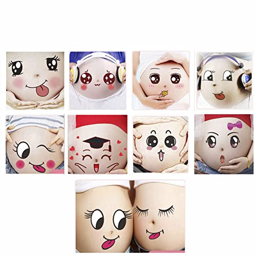 Nirbffo Women Pregnant Body Belly Pregnancy Photographs Belly Painting Photo Cute Stickers Maternity Memento Photo Props 10Pieces/Set