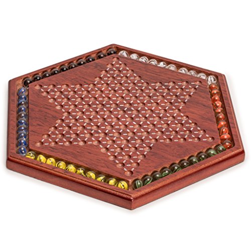 Juego de mesa chino de madera con canicas de vidrio 13.6 in miniatura 6