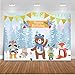 Produktbild Mehofoto Alles Gute zum Geburtstag Theme Kulisse Bär Fox und Kaninchen Schnee Boden Photo Backdrops 7x5ft Weihnachten Winter Bunte Fahnen Banner Fotografie Hintergrund