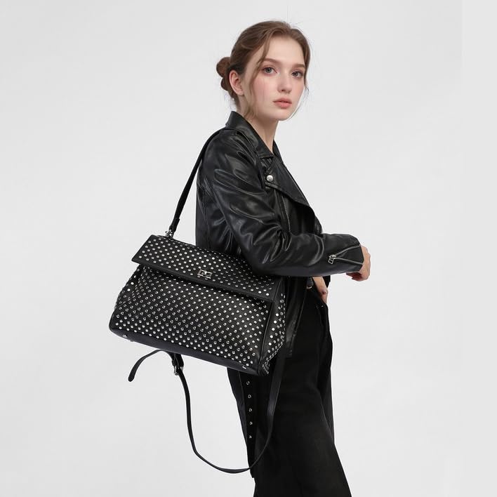 Bolso Satchel de Mano para Mujer en Cuero Vegano Negro miniatura 2
