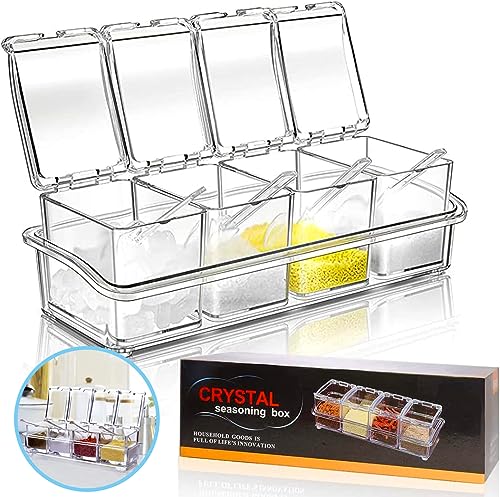 La mejor comparación de Recipiente transparente , listamos los 10 mejores. 49 Frascos para Especias,4 Caja organizadora de especias transparente con Recipientes para Condimentos con Tapa, Cuchara y 1 Bandeja,Transparente Especieros para Cocina,Almacene...