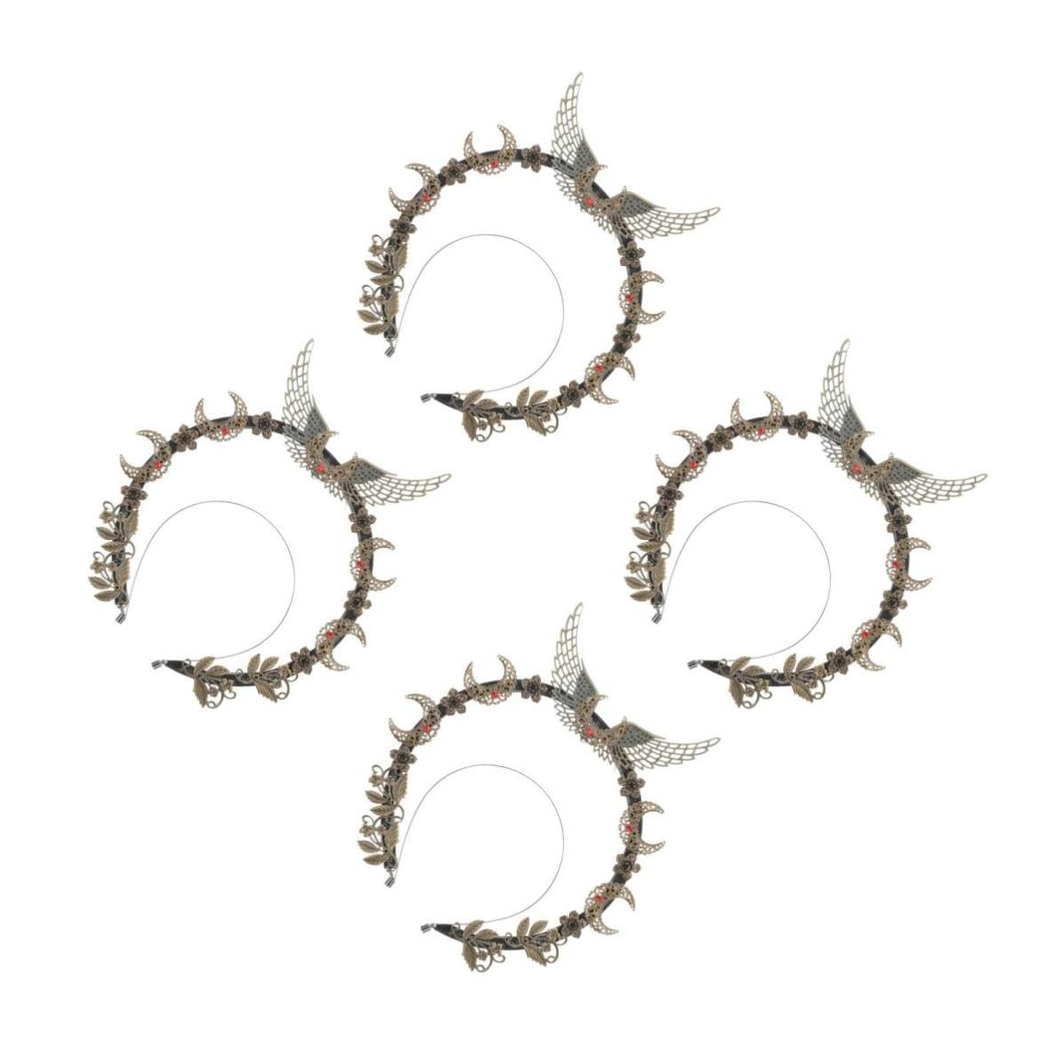 Didiseaon 4 Pezzi Cerchietto Elegante in Metallo per Chioma Donna, Nero, | Accessorio Decorativo per Festa Danzante e Fai da Te, Fatto a Mano, anche Oggetto Fotografico