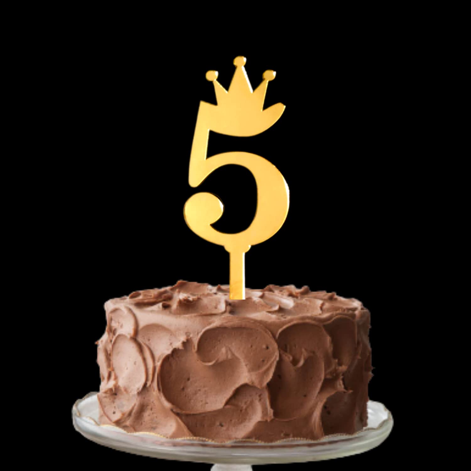 Party Decorz Number 5 Cake Topper |4 Inch Five Number Golden Acrylic Cake Topper For Birthday,Anniversary, Surprise Party Cake Decoration Topper/Cupcake Topper