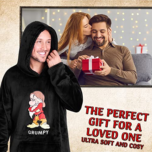 Disney Oversized Wearable Hoodie Blanket for Men Women Adults, Funny Grumpy Sweatshirt Gifts Ideas for Men Black3