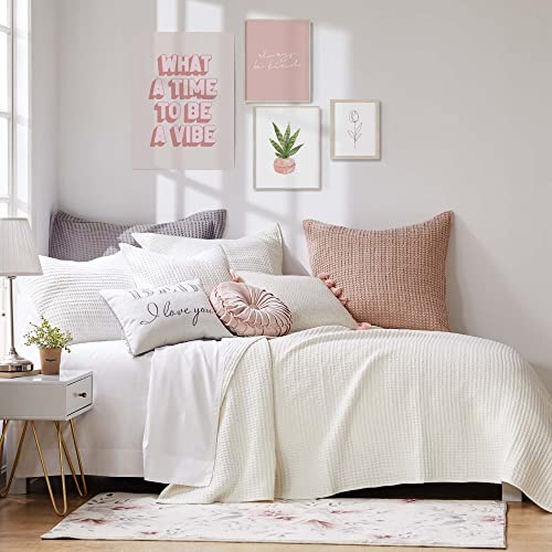 Image of Levtex Home - Mills Waffle - Twin Quilt Set - Cream Cotton Waffle - Quilt Size (68 x 86in.), Sham Size (26 x 20in.)
