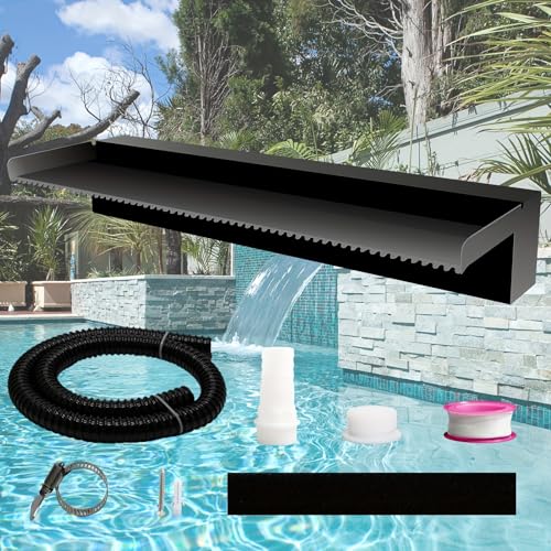 Weejian Teich Wasserfall Spillway Pool Brunnen Wasser Feature, Schwarze Edelstahl Brunnen im Freien, Schwimmbad Wasser Fluss Wasserfälle Kit für Garten Patio Teiche-60x20x10cm (KEIN Licht) Weejian Teich Wasserfall Spillway Pool Brunnen Wasser Feature, Schwarze Edelstahl Brunnen im Freien, Schwimmbad Wasser Fluss Wasserfälle Kit für Garten Patio Teiche-60x20x10cm (KEIN Licht)
