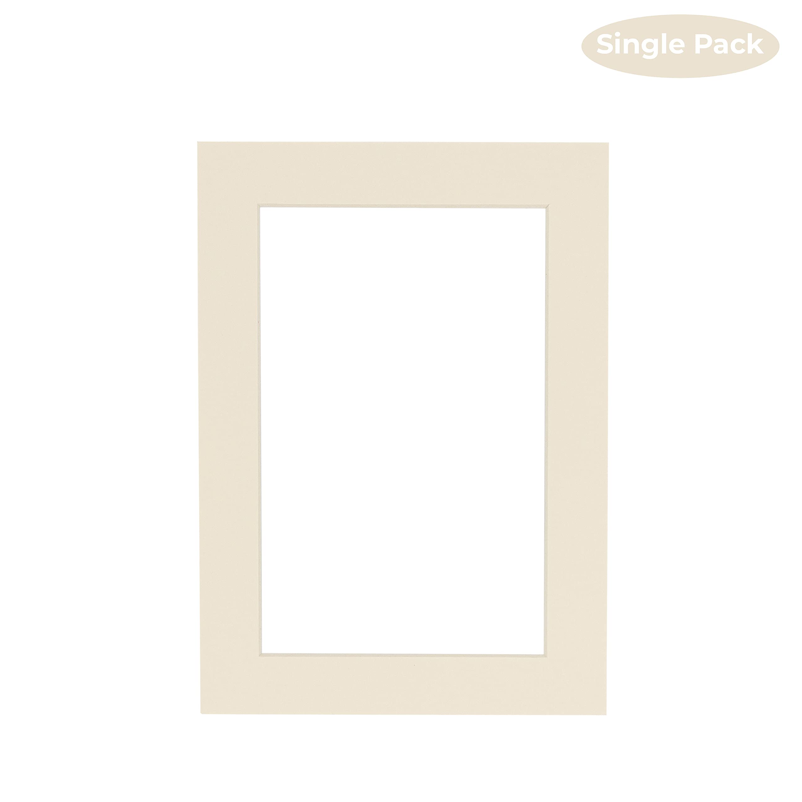 CountryArtHouse Textured Cream Acid Free 11x14 Picture Frame Mats with White Core Bevel Cut for 8x10 Pictures - Fits 11x14 Frame - One Mat - with Bag & Backing