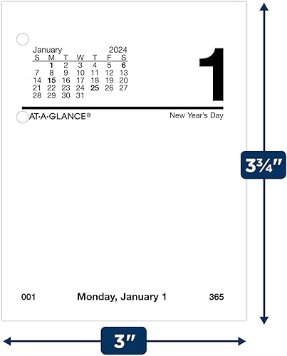 Miniatura 6 de AT-A-GLANCE Recambio de calendario de escritorio diario 2024, 3 x 3-34 pulgadas, mini, hojas sueltas (E9195024)