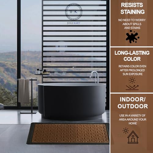 Image of JOGI KART Indoor /Outdoor Heavy Duty Doormat Natural Rubber Sturdy for All Season Water Absorbent /dust Resistant Entrance Doormat for Elegant Look