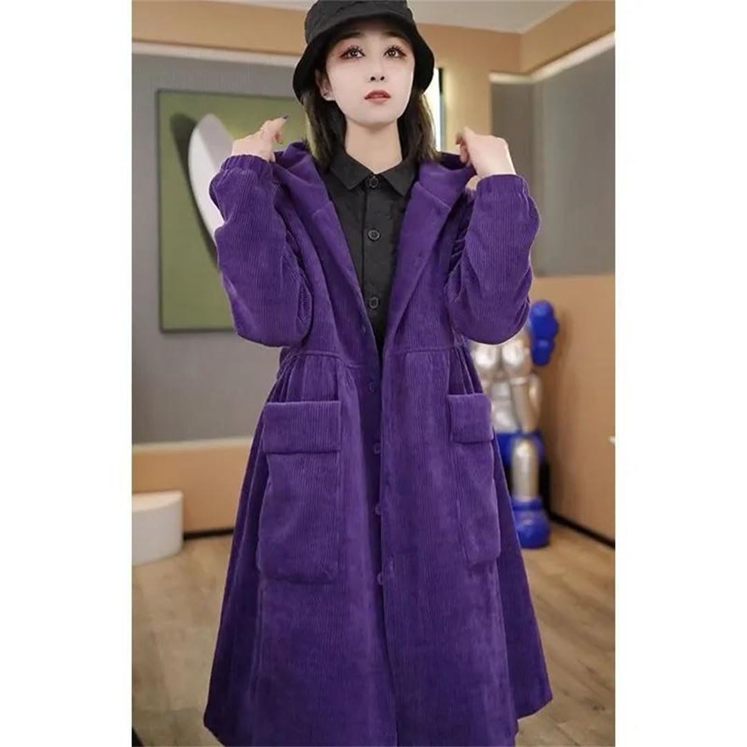 Abrigo grueso de invierno para mujer, rompevientos grande, con bolsillo, holgado, versátil, de pana, con capucha, color caqui claro, talla 3XL, Luz De Color Caqui, 3XL