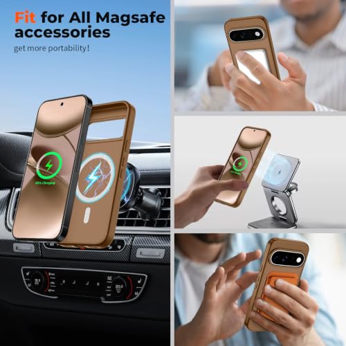 Image of SUPFINE Magnetic for Google Pixel 11 Pro XL Case - Brown | With Screen Protector,Translucent Matte,Built-in Magnets,Military Grade Drop Protection,Shockproof Phone Cover