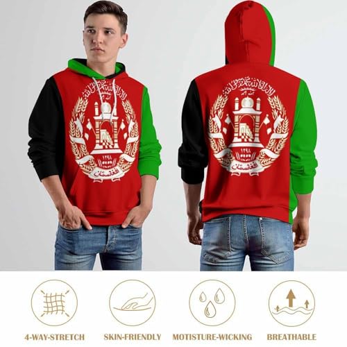 Sweat a capuche homme drapeau afghan imprimé 3D avec poche