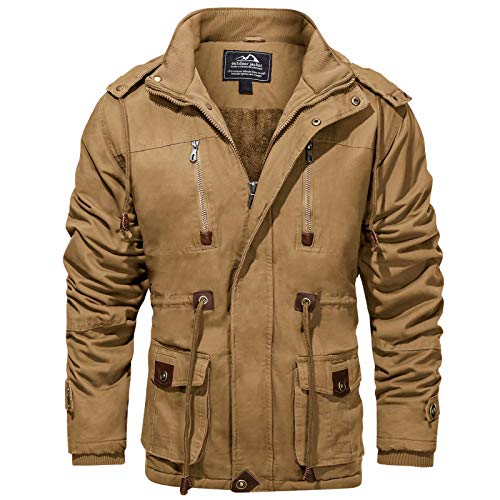 Magcomsen Winter Jackets For Men Fleece Lined Winter Coats Outwear Cargo Jacket For Men Windbreaker Parka Jacket Men Military Casual Jacket Men Khaki #TOP8
