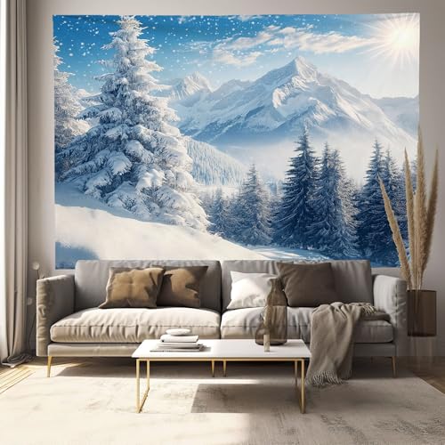 Tapisserie paysage de neige pour créer un coin cocooning au salon