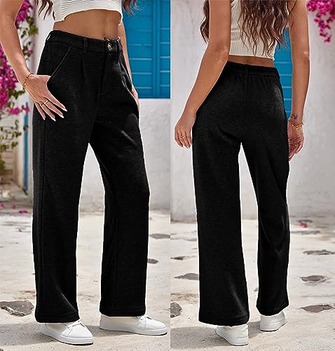 heipeiwa Women's Fleece Lined Winter Thermal Cashmere Knit Wide Leg Pants Trouser Casual Dressy Outfit4
