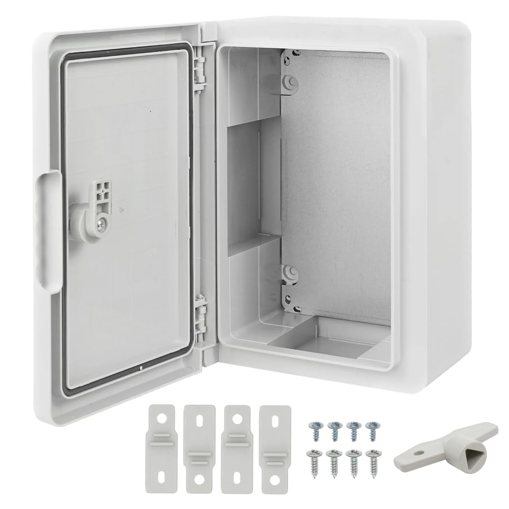 Armario de Distribución para Pared con Placa de Montaje Galvanizada, Caja Industrial de Control Vacía de Plástico ABS con Puerta Protección IP65, tamaño 200x300x130