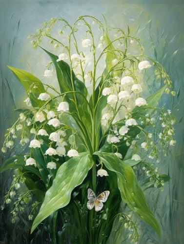 Kit broderie point de croix débutant fleurs muguet blanc 40x50