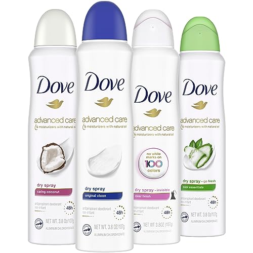 Dove Deodorant Set – Advanced Care Deodorant for Women, Dove Antiperspirant Deodorant Spray, 48-Hour Protection with Moisturizing Vitamin E for Skin, 3.8 Oz (4 Piece Set)
