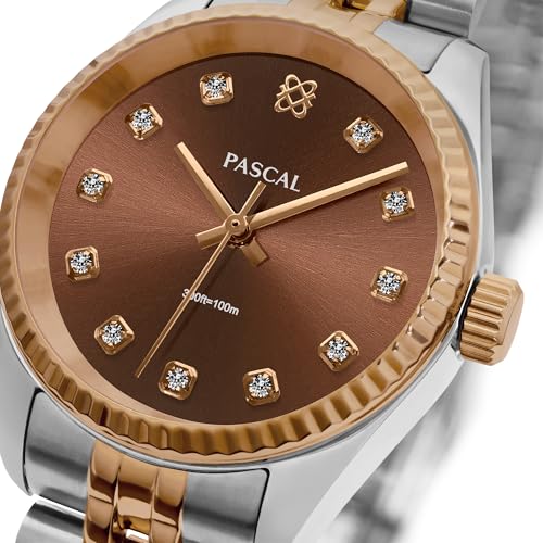 Image of PASCAL Timeless Classic Diamond Watch for Women Men, Swiss Quartz