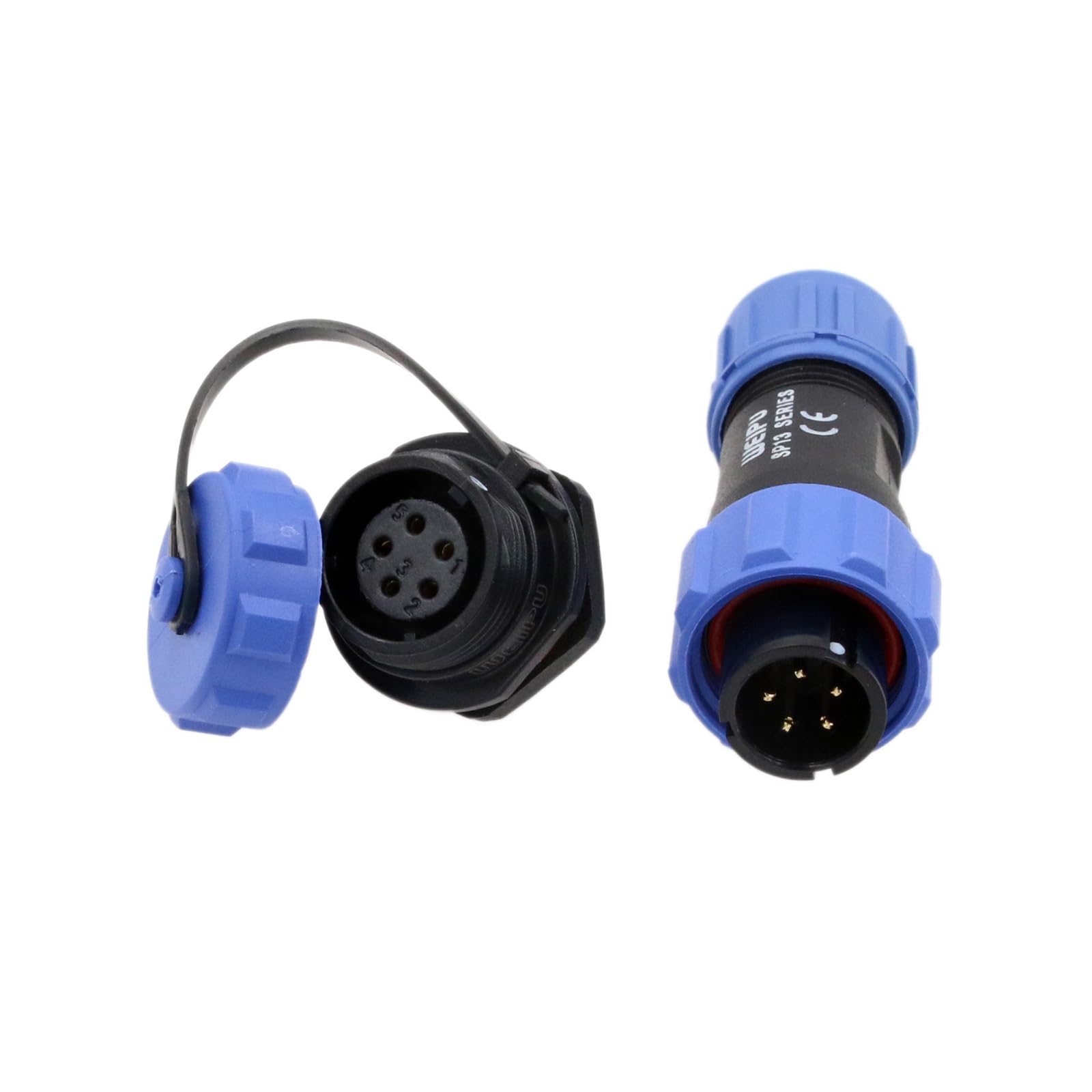 HangTon SP13 5 Pin Connector Solder Aviation Circular Waterproof IP68 Blue 5A Male Plug Female Chassis Socket for Outdoor Power