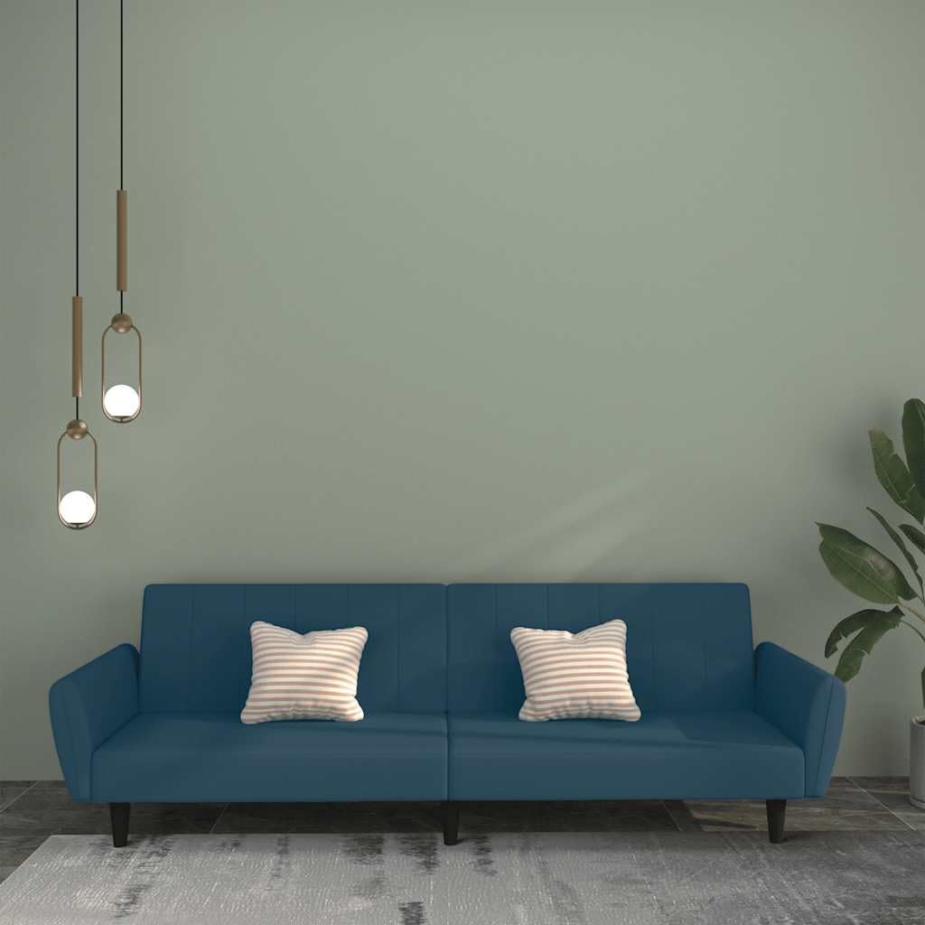 Sofá cama de 2 plazas terciopelo azul con espacio de almacenamiento y respaldo ajustable para salón, habitación de invitados y espacios pequeños, cómodo asiento con marco de madera resistente