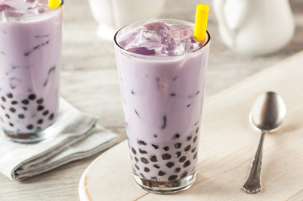 Flavfar Taro Milk Tea with Instant Tapioca Pearl Authentic Taro Boba
