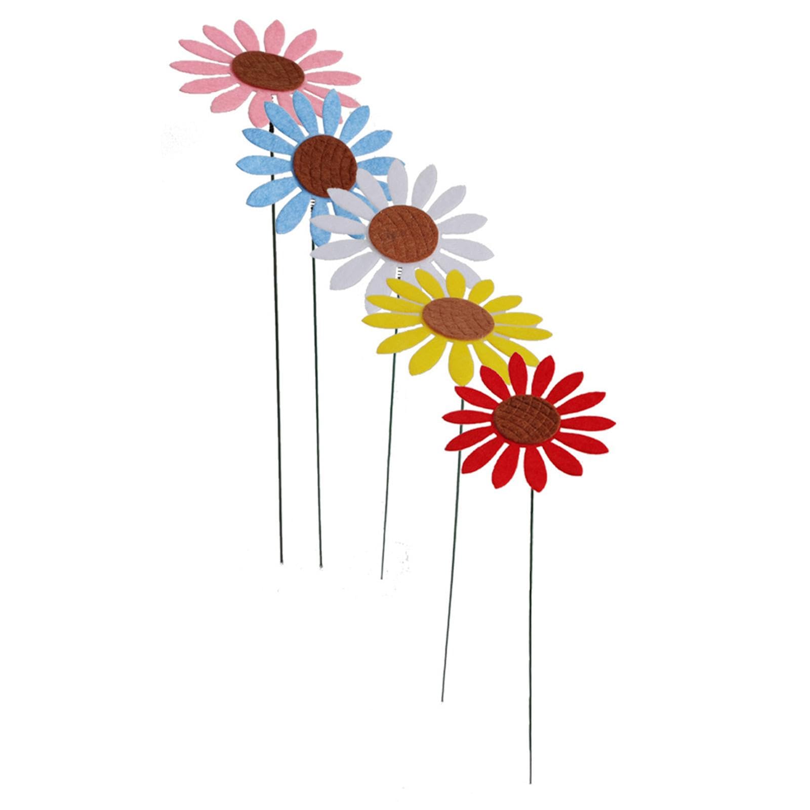 5Pcs Metal Sunflower Garden Stakes Plant Flower Stake for Outdoor Yard Patio-image-9