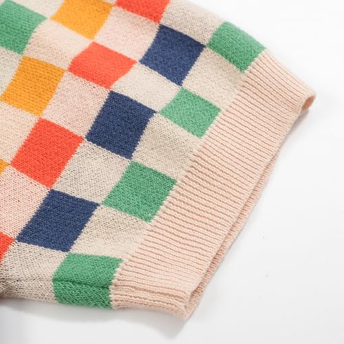 OXKNIT Mens Knitted Retro Polo Shirts Color Plaid Casual Short Sleeve Summer Shirt4