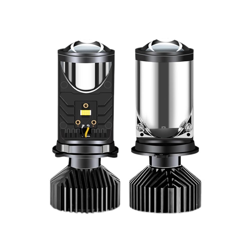 2 peças Y9 H4 LED projetor farol projetor lente preta com ventilador refrigeração