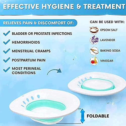 Dzht Sitz Bath For Toilet Seat, Hemorrhoids Postpartum Care Basin, Sitz Baths Foldable With Flusher Pregnant Women Yoni Steam Seat, Soaking Basin Ues For Inflammation Treatment, Fits Universal Toilet #TOP4