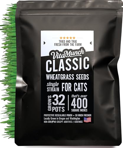 Cat Grass Seed Classic Non-GMO Wheatgrass + Grows 32 Pots (Over 400 Sq in) Ready in 5 Days + Freshly...