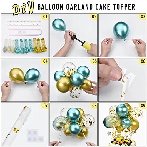 Golden Cake Toppers Happy Birthday- Balloon Cake Topper Decorations Alloy Half Moon Led String Lights - Cupcake Topper - Banner Confetti Balloon Rose Gold Candles Cake For Girl Kid Women Themed Party #TOP5