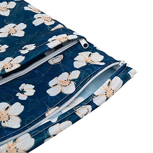 Image of Babygoal Wet Dry Bags for Baby Cloth Diapers, Washable Travel Bags, Beach, Pool, Gym Bag for Swimsuits & Wet Clothes with Two Zippered Pockets 4 Pack, 4LN14