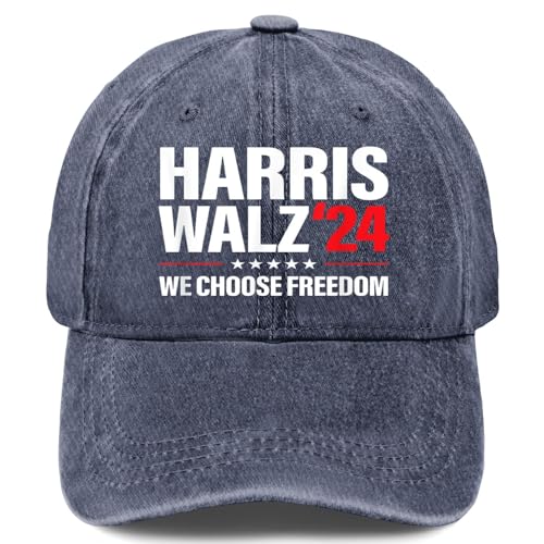 Harris Walz 2024 Election Kamala Waltz American Hat for Men Vintage Washed Navy Blue