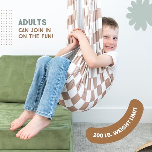 Bouncee Sensory Swing I 55"x60" Indoor or Outdoor Hammock I Special Needs I Autism Sensory I Relaxing Calming Pod I Holds up to 200 Pounds I Tan - Image 8