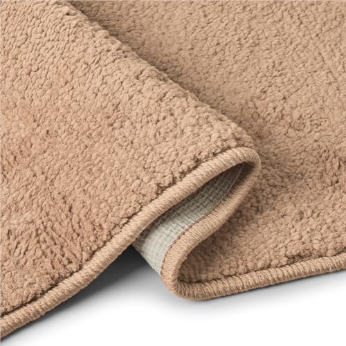 Image of Welspun Arlo Bathroom Mat Anti Slip | Soft Absorbent Bathmat | Quick Dry Polyester Floor Mat for Bathroom | Anti Skid Bathmat | Machine Washable | 40 x 60 cm | Beige