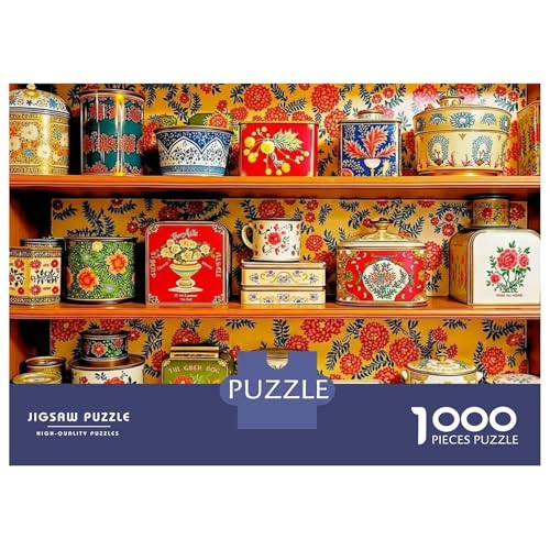 Puzzle retro de 1000 piezas sobre estantes de madera para regalar 2