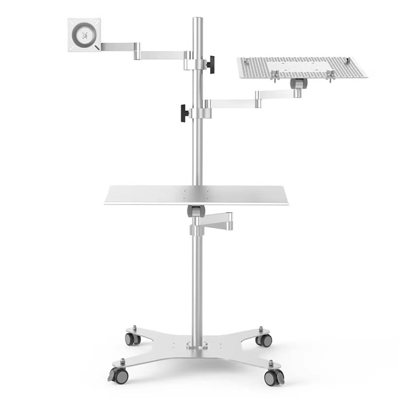Floor Laptop and Monitor Stand Mulitiuse Rolling Laptop Floor Stand Universal Mobile Single Monitor Mount with Wheels and