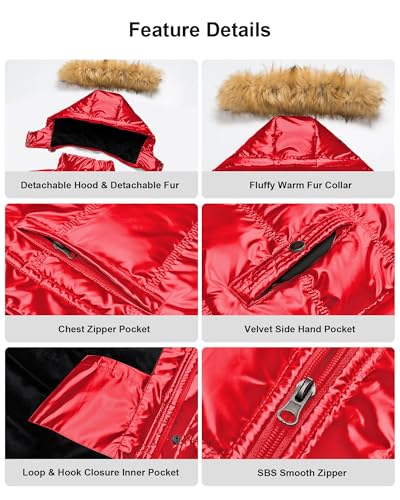 Image of Pursky Men's Puffer Jacket Waterproof Winter Bubble Coats Ski Parka Fur Hooded