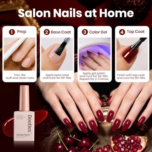 Image of Beetles Wine Red Gel Nail Polish, Cabernet Kiss 15ML Fall Jelly Gel Polish
