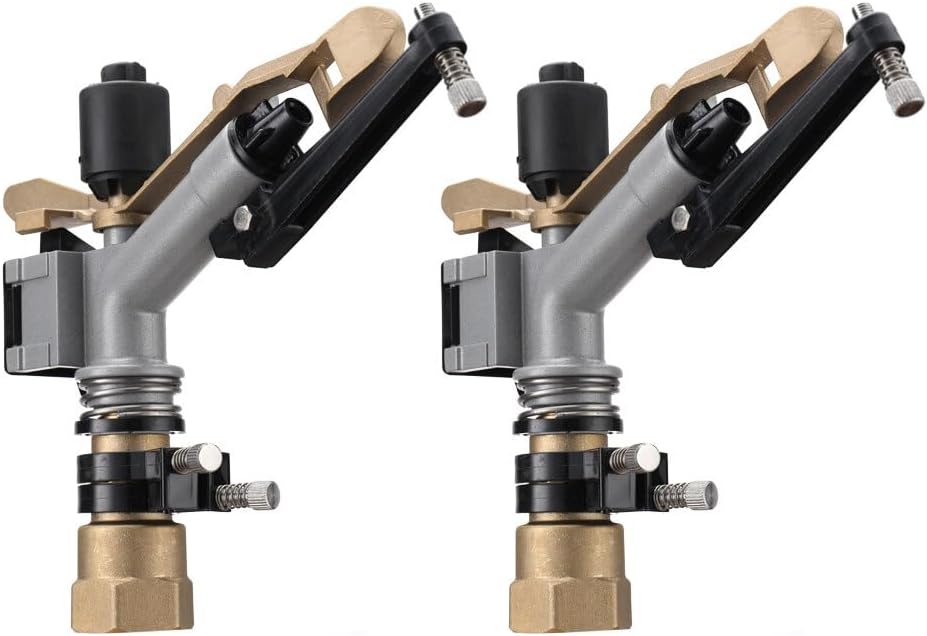 Impact Gun Sprinkler Large Area Water Irrigation Tool, Agriculture Farm Lawn Sprinkler 360 Adjustable Rain Spray Gun, 2 PCS