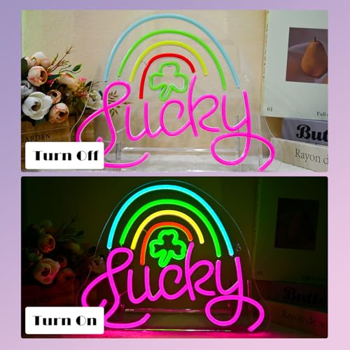 Image of Lucky Clover Neon Signs Leaf Wall Light for St. Patrick's Day Party Decor